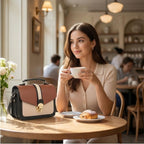 Valenium Sling Bag with Twist Lock (Beige & Brown)