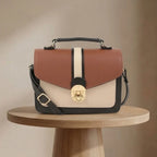 Valenium Sling Bag with Twist Lock (Beige & Brown)
