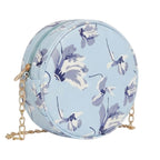 Valenium Floral Printed Round Sling Bag (Sky Blue)