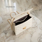 Valenium Sling Bag with Gold Chain (Off White)