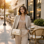 Valenium Sling Bag with Gold Chain (Off White)