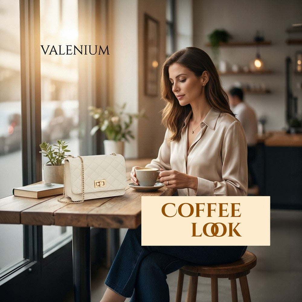 Valenium Sling Bag with Gold Chain (Off White)