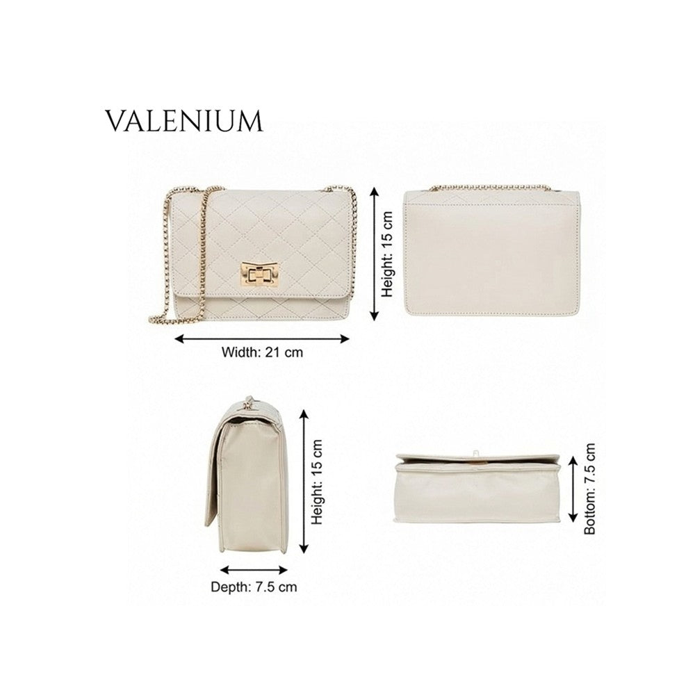Valenium Sling Bag with Gold Chain (Off White)