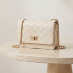 Valenium Sling Bag with Gold Chain (Off White)