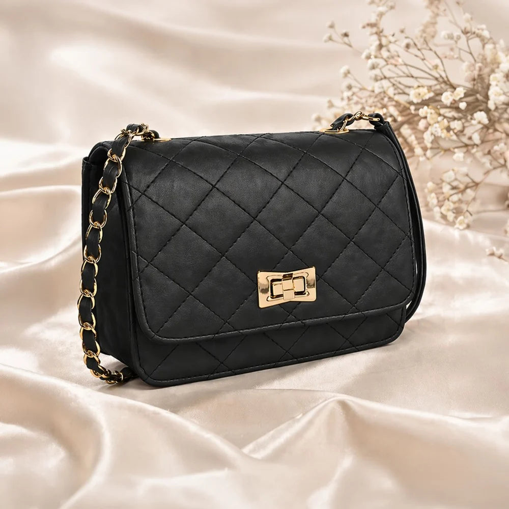 Valenium Women's Quilted Sling Bag (Black)