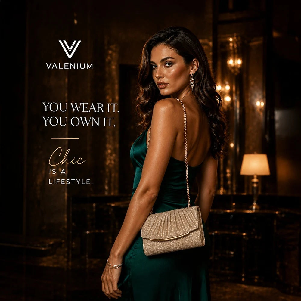 Valenium Women's Clutch Sling Bag (Golden)