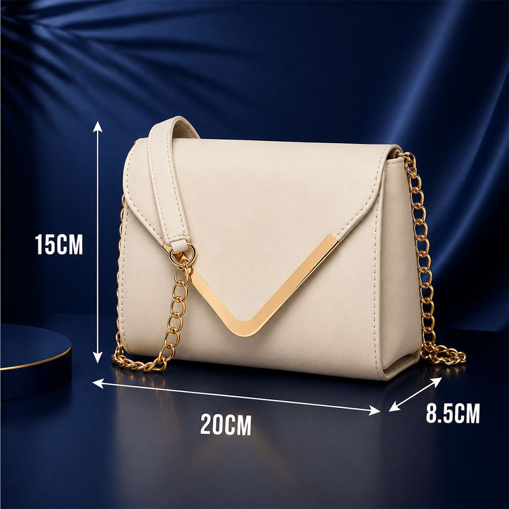 Valenium V-Flap Crossbody Sling Bag (Off-White)