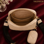 Valenium Cross Body Sling Bag with Pouch (Cream)