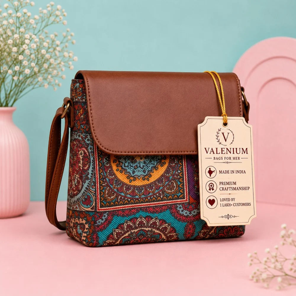 Valenium Printed Crossbody Sling Bag (Mulitcolor)