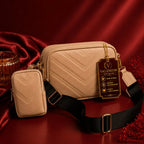 Valenium Cross Body Sling Bag with Pouch (Cream)