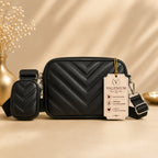 Valenium Cross Body Sling Bag with Pouch (Black)