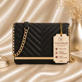 Valenium Sling Bag with Gold Chain (Black)