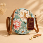 Valenium Flower Print Round Sling Bag (Sage Green)