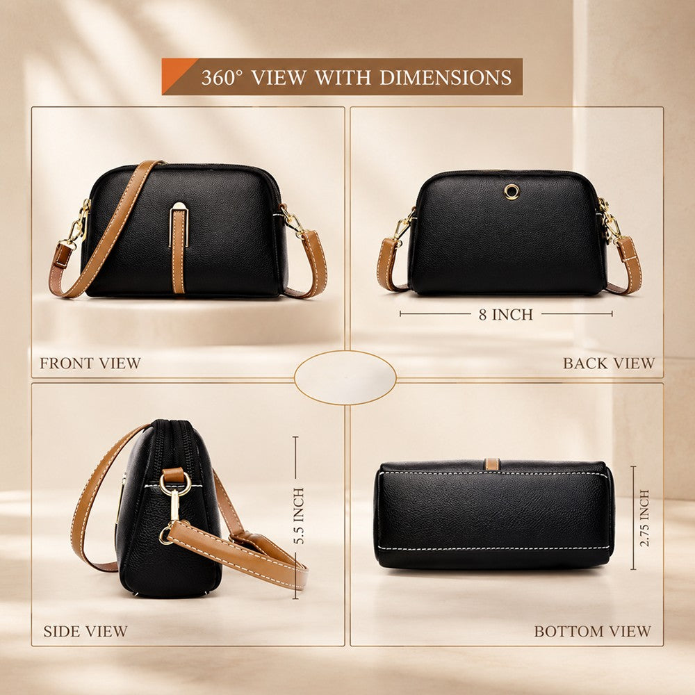Valenium Quilted Cross Body Sling Bag (Black)