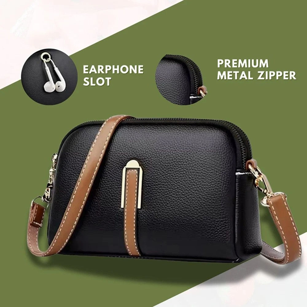 Valenium Quilted Cross Body Sling Bag (Black)