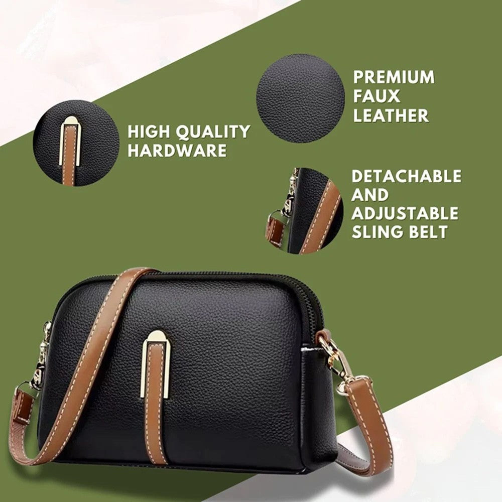 Valenium Quilted Cross Body Sling Bag (Black)