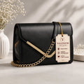 Valenium V-Flap Crossbody Sling Bag (Black)