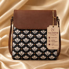 Valenium Printed Structured Sling Bag (Brown)