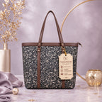 Valenium Women's Jute Laptop Bag (Brown & Black)