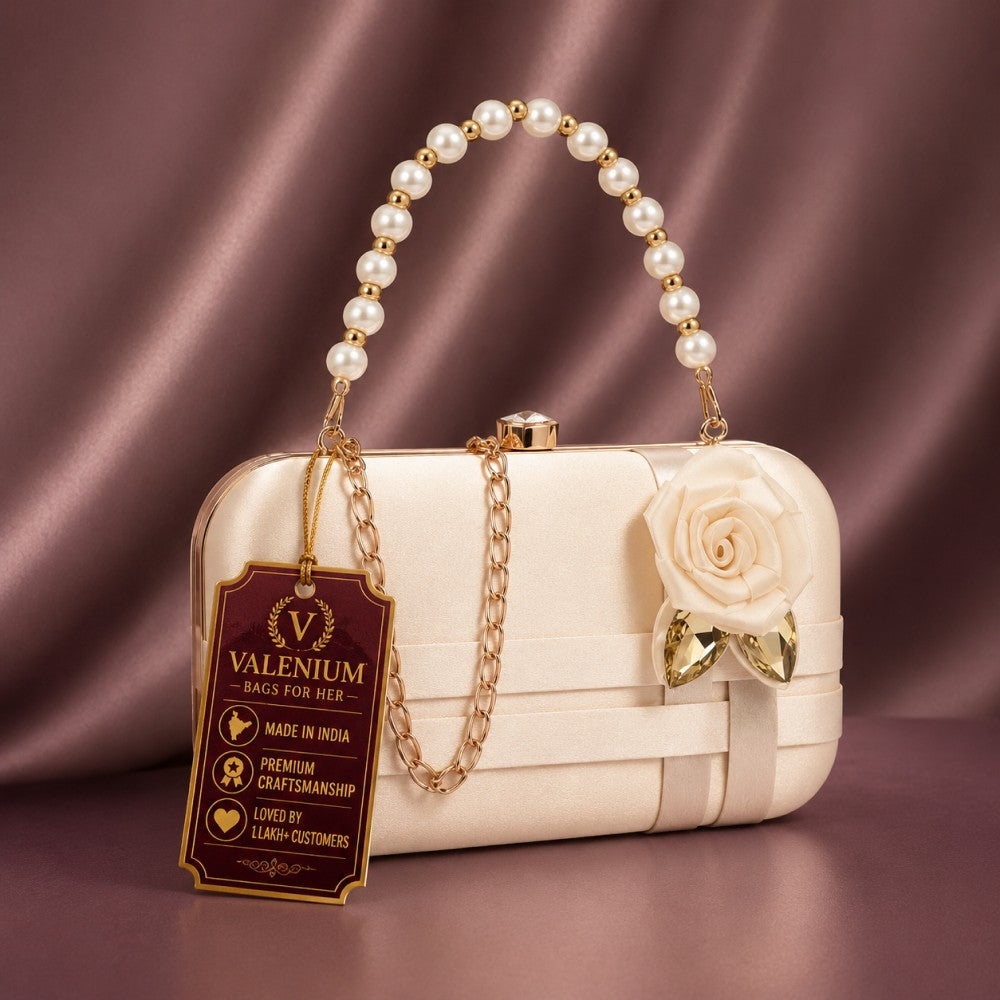 Valenium Flower Clutch Sling Bag (Rose Gold)