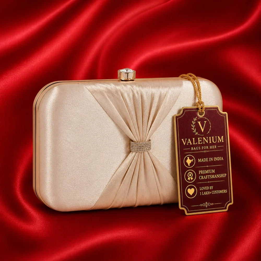 Valenium Bow Clutch Sling Bag (Golden)