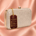 Valenium Clutch Sling Bag with Chain (Golden)