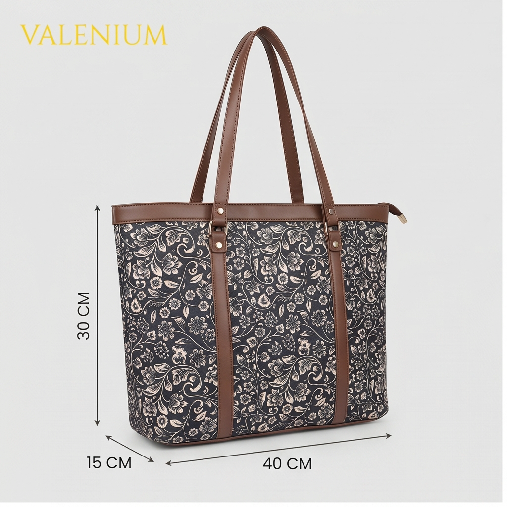 Valenium Women's Jute Laptop Bag (Brown & Black)